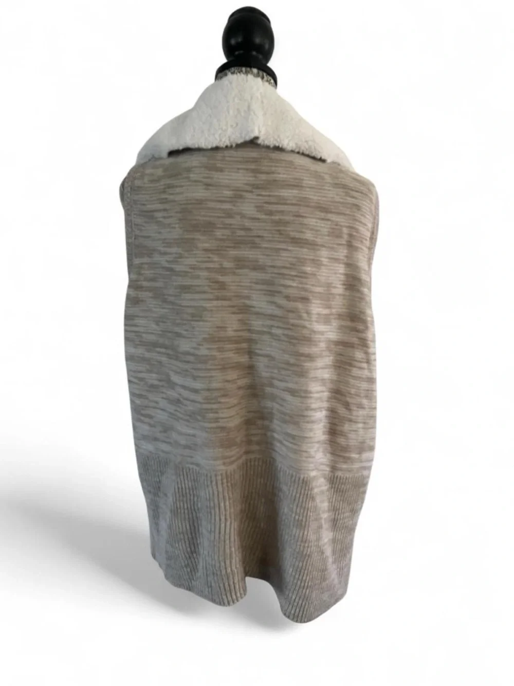 Cozy Cream Sherpa-Trim Draped Wrap Vest